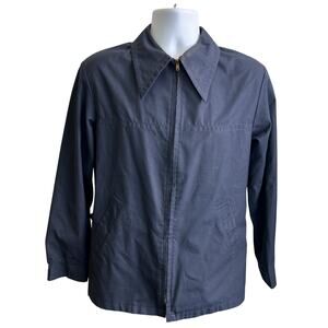 🧥 McGregor 40 Navy Zip Jacket Made in USA Vintage 60s 70s Mod Lightweight Coat